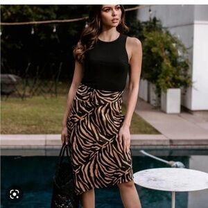 Veronica M Zeta Asymmetrical Animal Print Skirt XS NWT